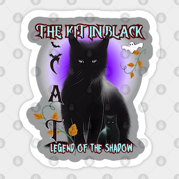 Cat the kit in black, legend of the shadow Sticker by Taz Maz Design